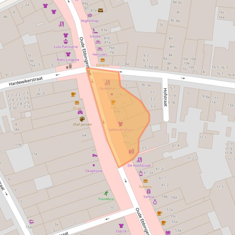 Kaart van postcodegebied 9712HE.