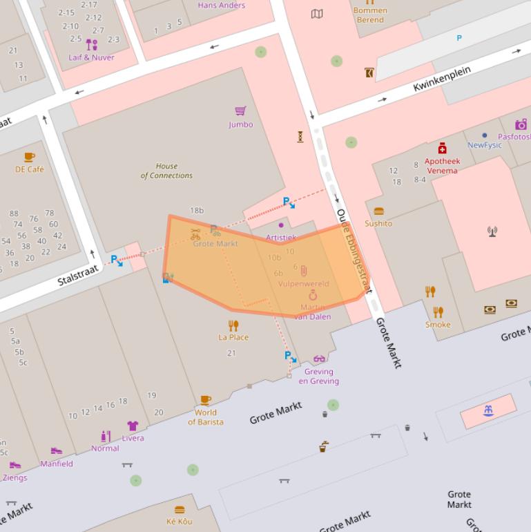 Kaart van postcodegebied 9712HH.