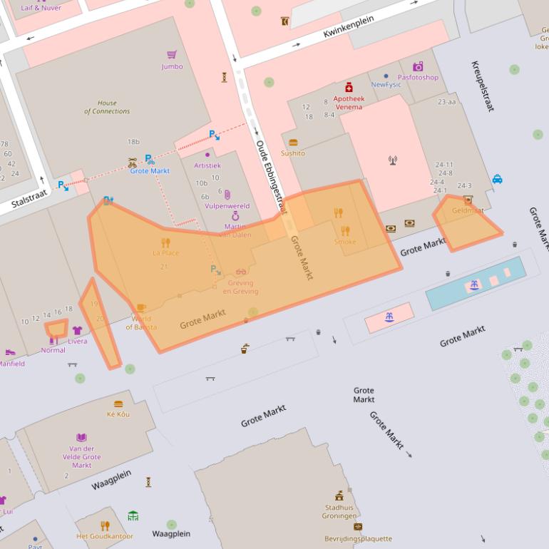 Kaart van postcodegebied 9712HR.