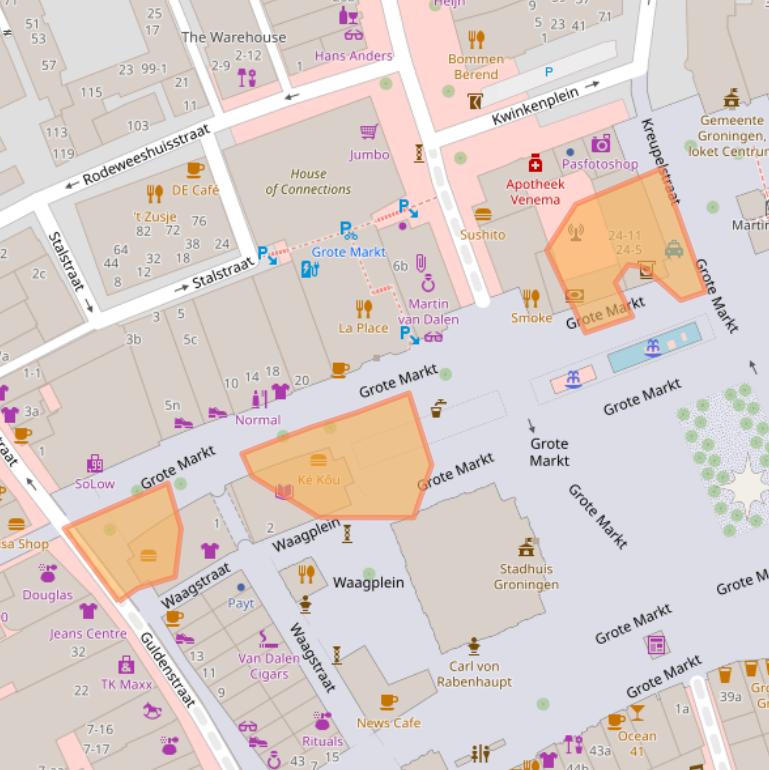 Kaart van postcodegebied 9712HV.