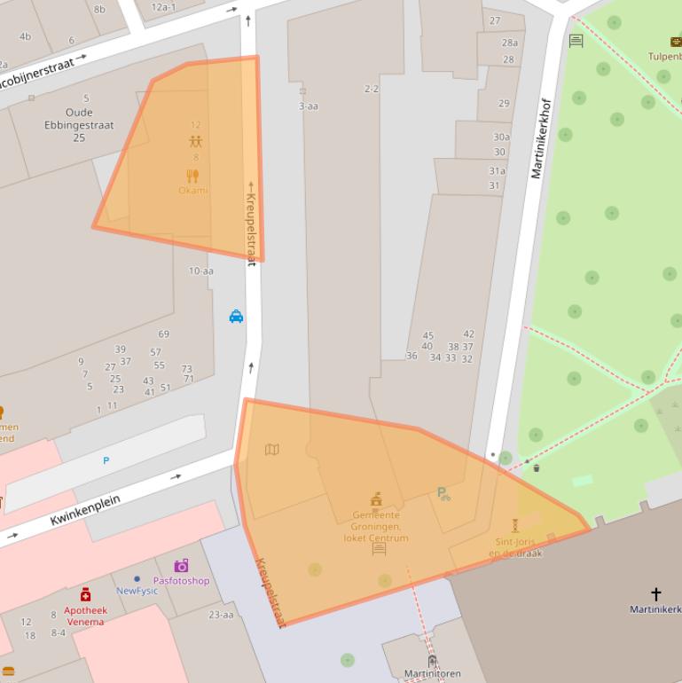 Kaart van postcodegebied 9712HW.