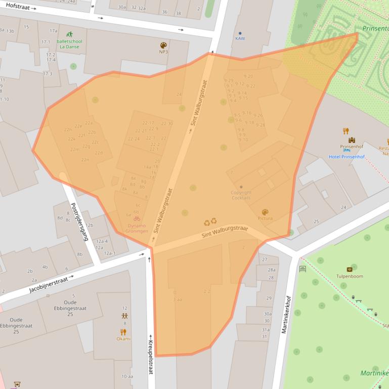 Kaart van postcodegebied 9712HX.