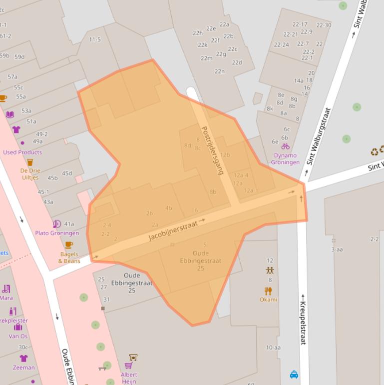 Kaart van postcodegebied 9712HZ.