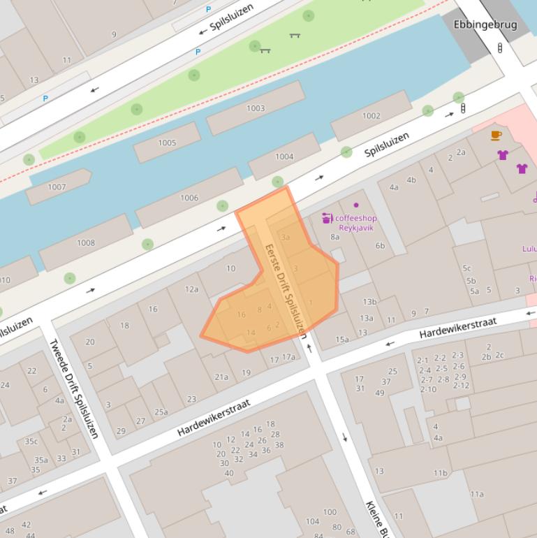 Kaart van postcodegebied 9712JD.