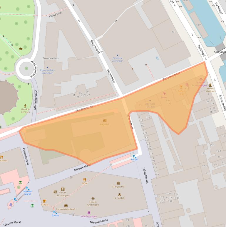 Kaart van postcodegebied 9712JM.