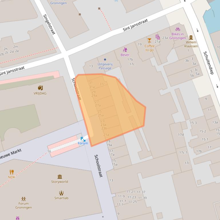 Kaart van postcodegebied 9712JR.