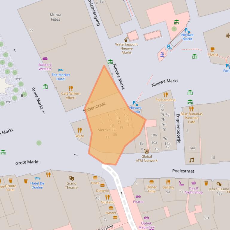 Kaart van postcodegebied 9712JW.