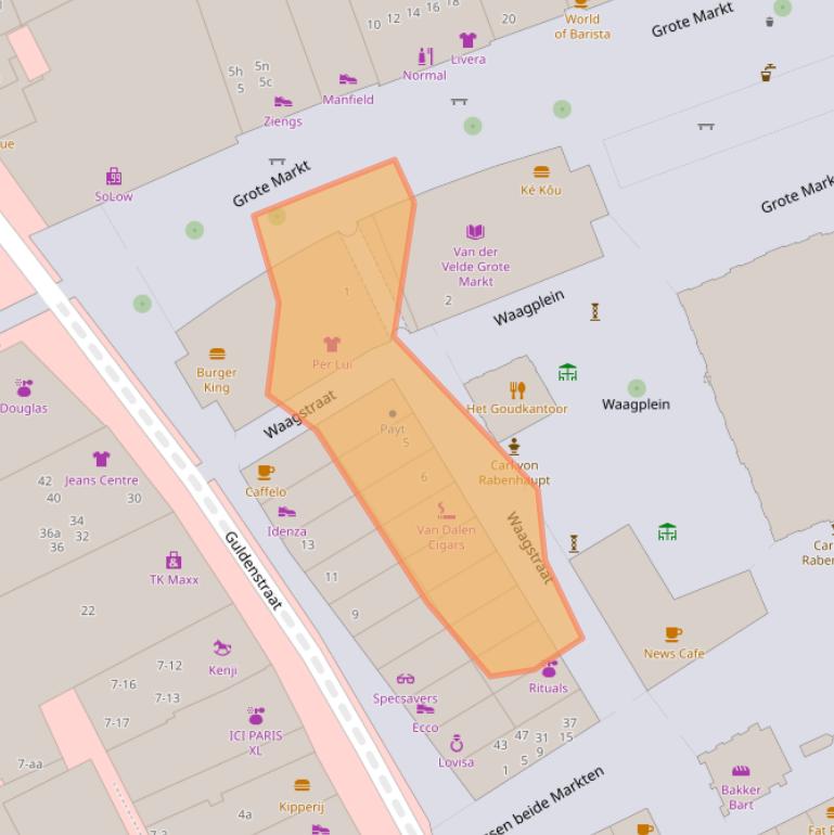 Kaart van postcodegebied 9712JX.