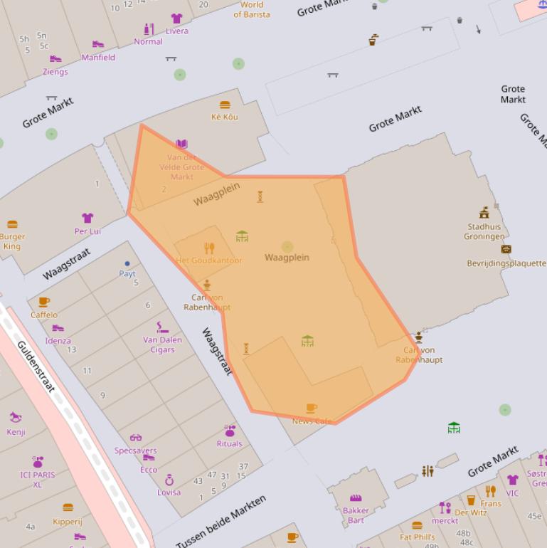 Kaart van postcodegebied 9712JZ.