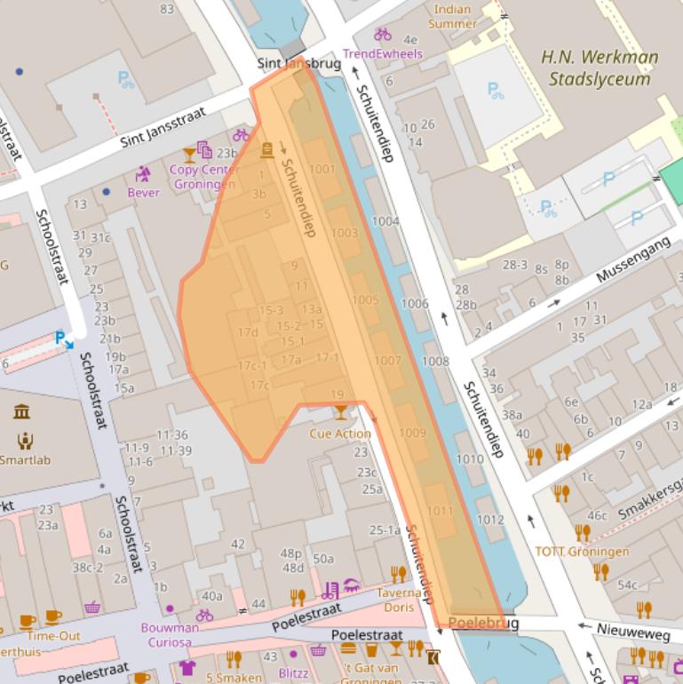 Kaart van postcodegebied 9712KD.