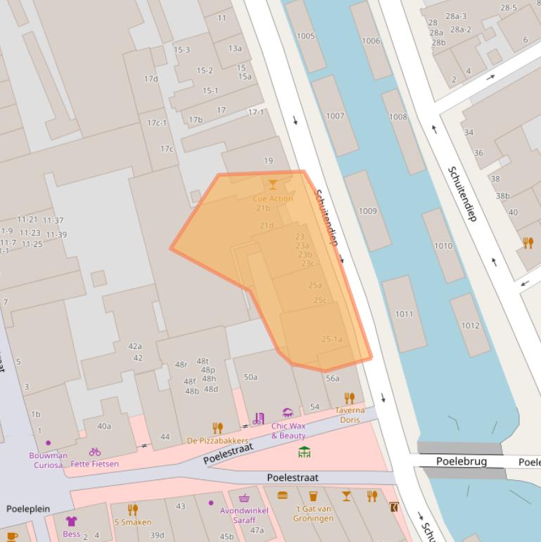 Kaart van postcodegebied 9712KE.