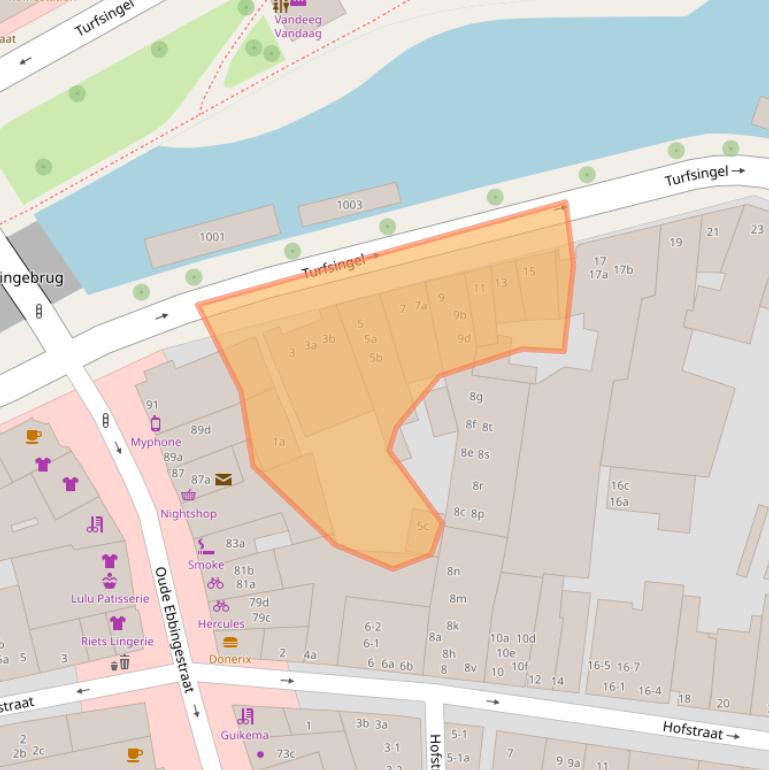 Kaart van postcodegebied 9712KG.