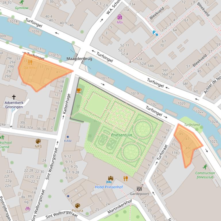 Kaart van postcodegebied 9712KJ.