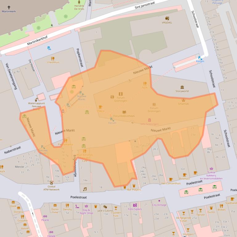 Kaart van postcodegebied 9712KN.