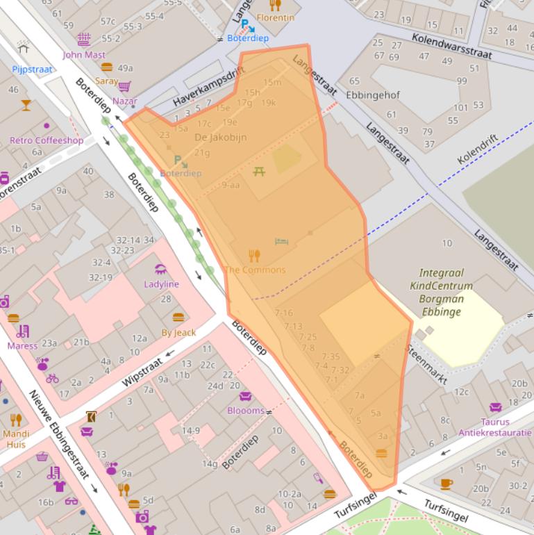 Kaart van postcodegebied 9712LH.