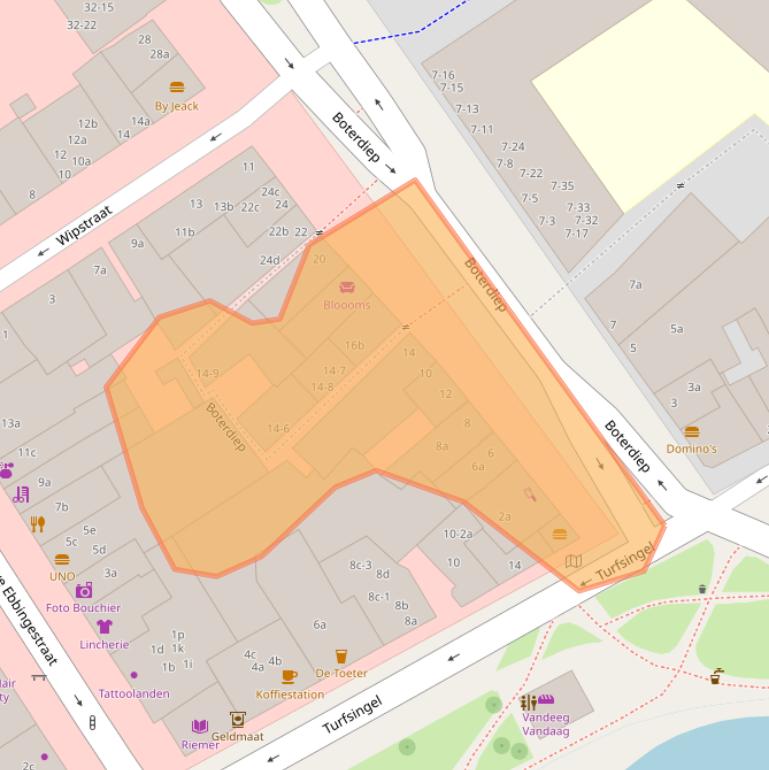 Kaart van postcodegebied 9712LN.