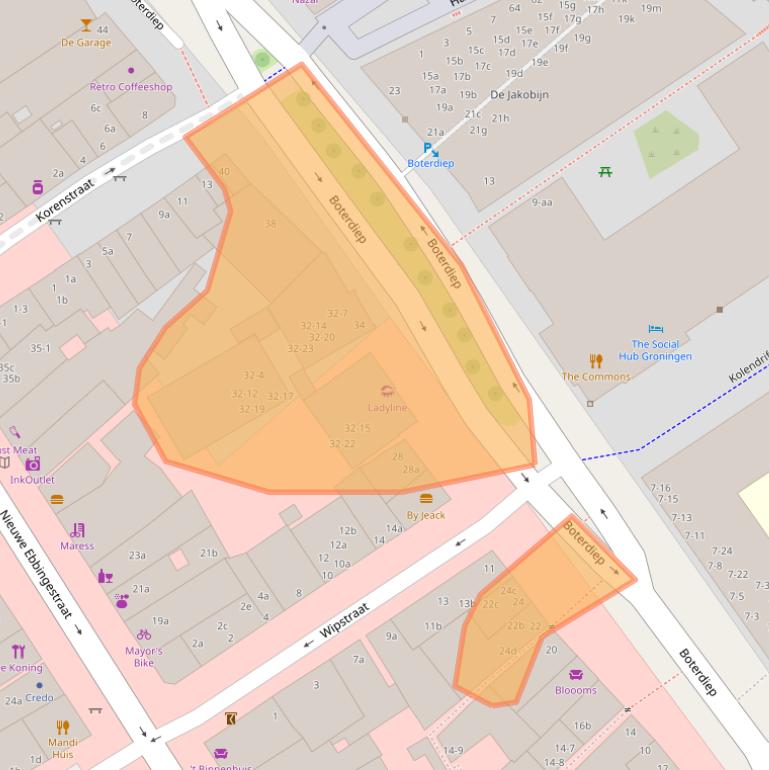 Kaart van postcodegebied 9712LP.