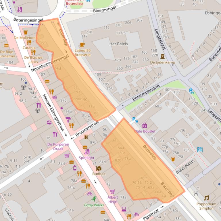 Kaart van postcodegebied 9712LS.