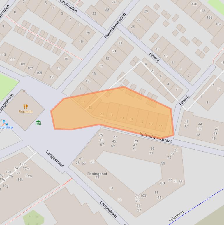 Kaart van postcodegebied 9712LV.