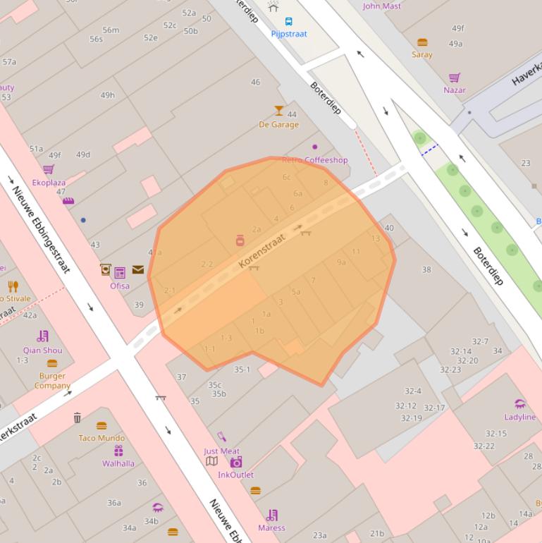 Kaart van postcodegebied 9712LX.