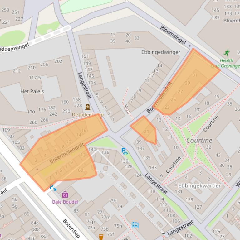 Kaart van postcodegebied 9712MB.