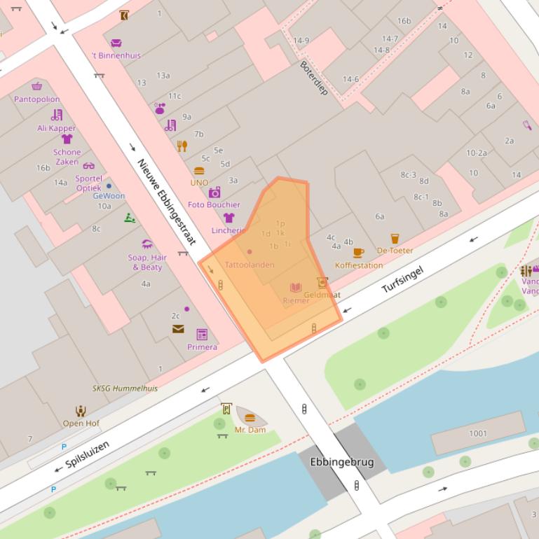 Kaart van postcodegebied 9712NB.