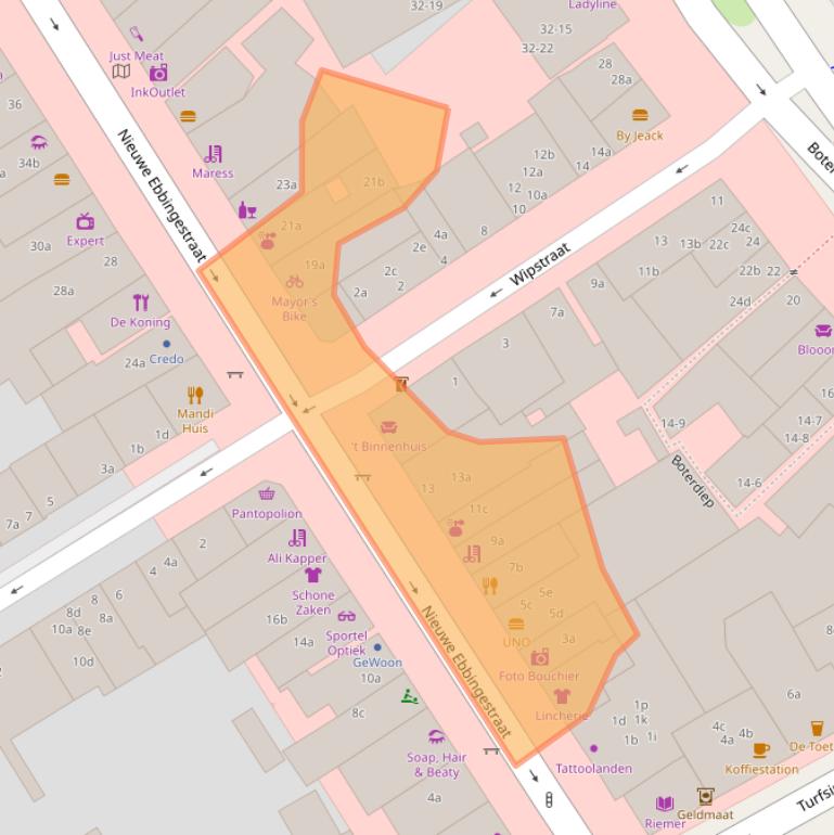 Kaart van postcodegebied 9712NC.