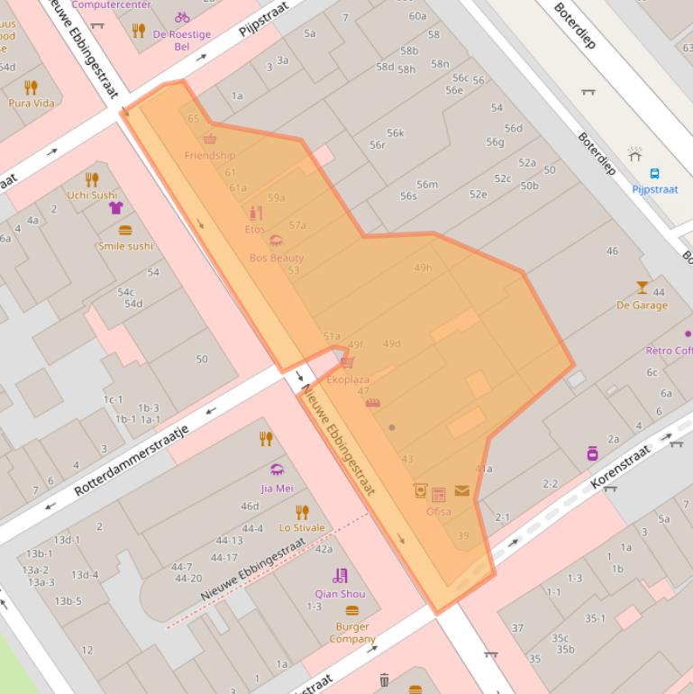 Kaart van postcodegebied 9712NE.