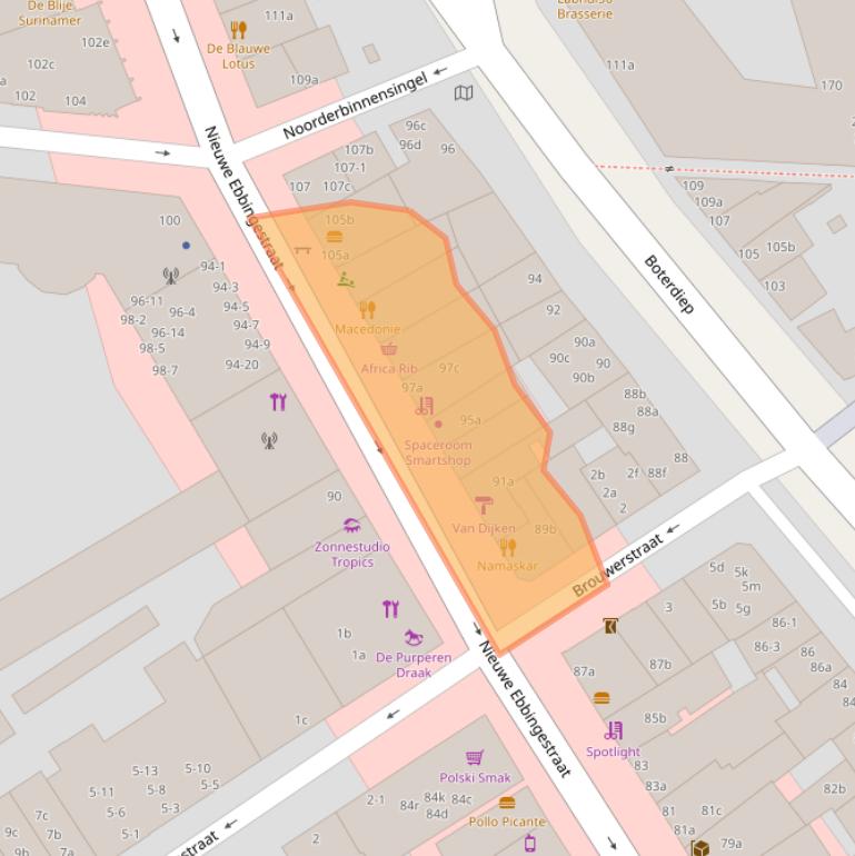 Kaart van postcodegebied 9712NH.