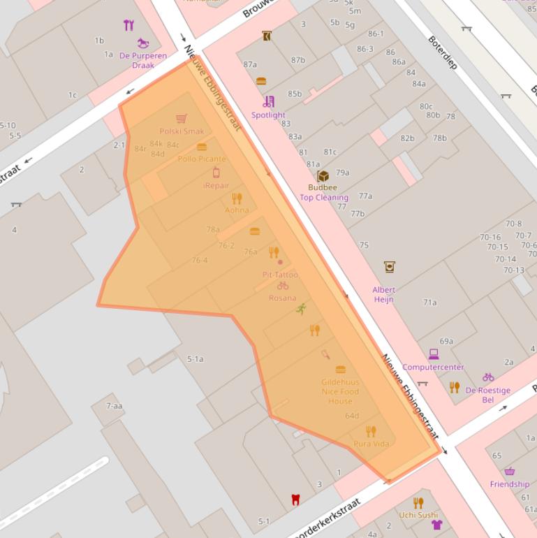 Kaart van postcodegebied 9712NN.