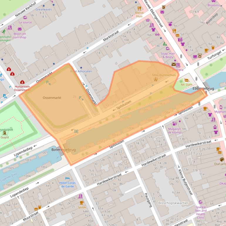 Kaart van postcodegebied 9712NR.