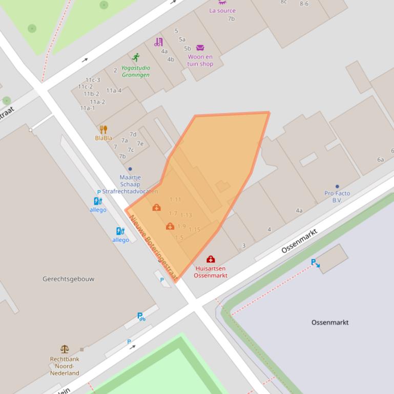 Kaart van postcodegebied 9712PD.