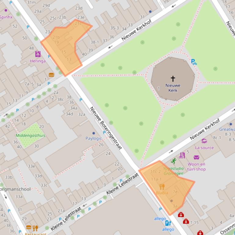 Kaart van postcodegebied 9712PE.