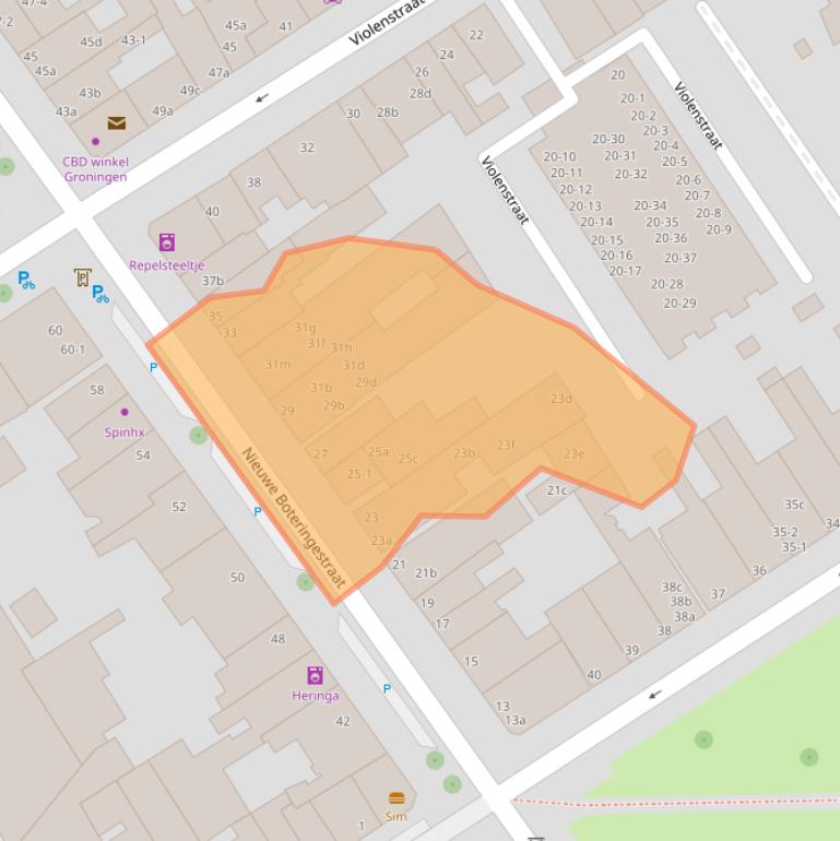 Kaart van postcodegebied 9712PG.