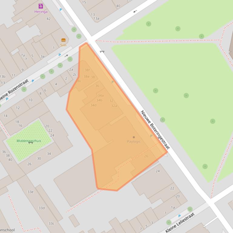 Kaart van postcodegebied 9712PM.