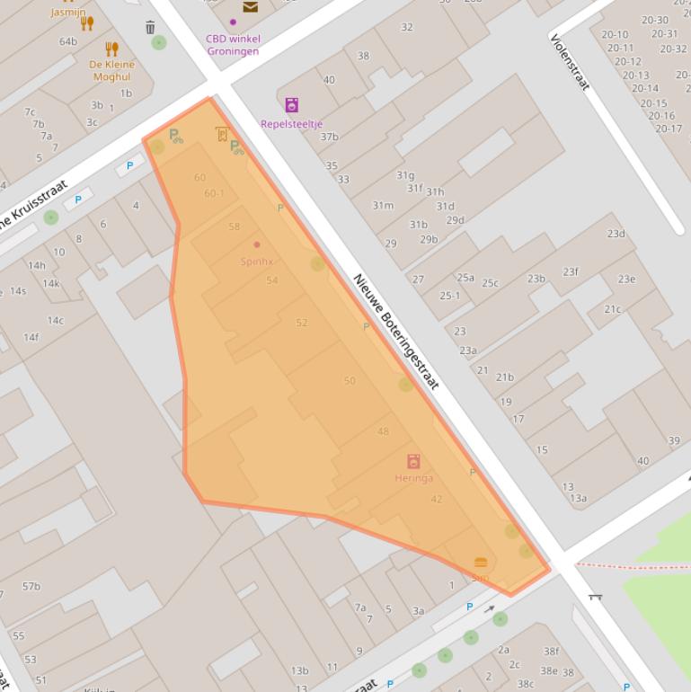 Kaart van postcodegebied 9712PN.
