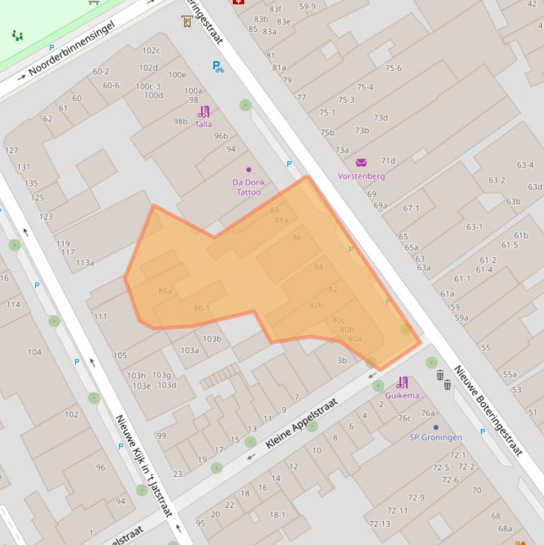 Kaart van postcodegebied 9712PR.