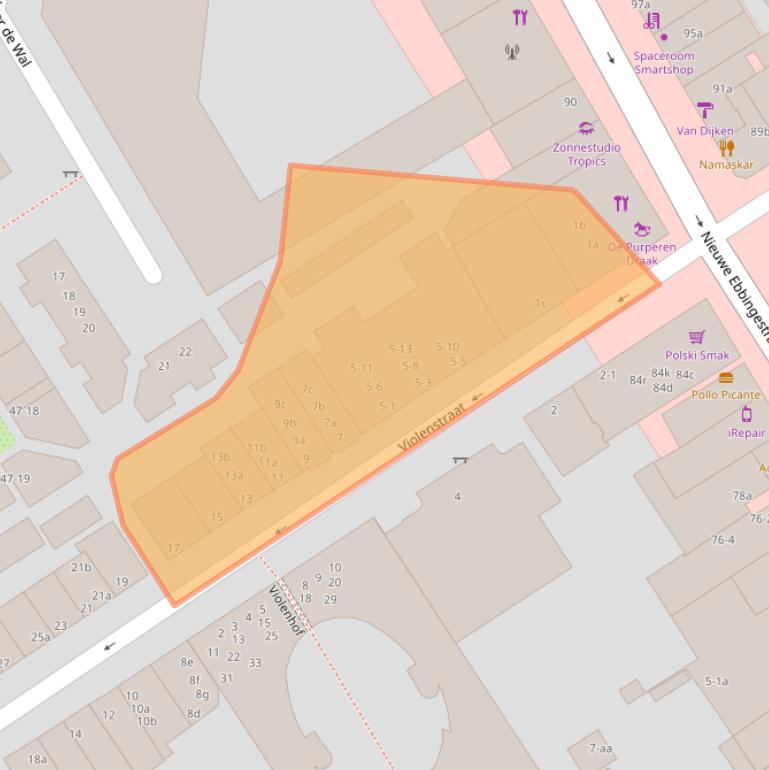 Kaart van postcodegebied 9712RC.