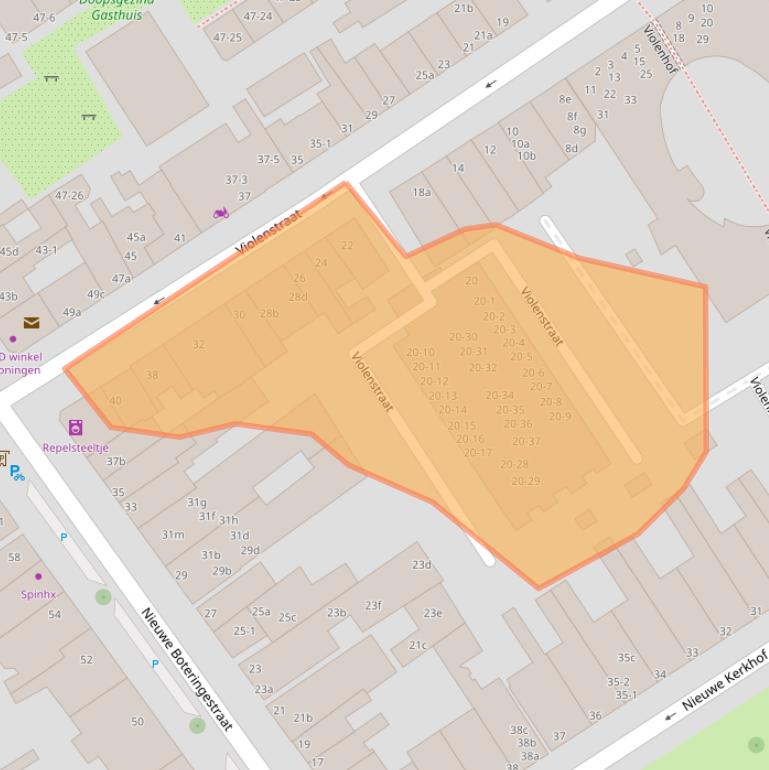 Kaart van postcodegebied 9712RJ.