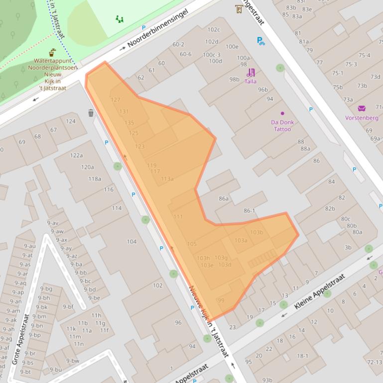 Kaart van postcodegebied 9712SG.