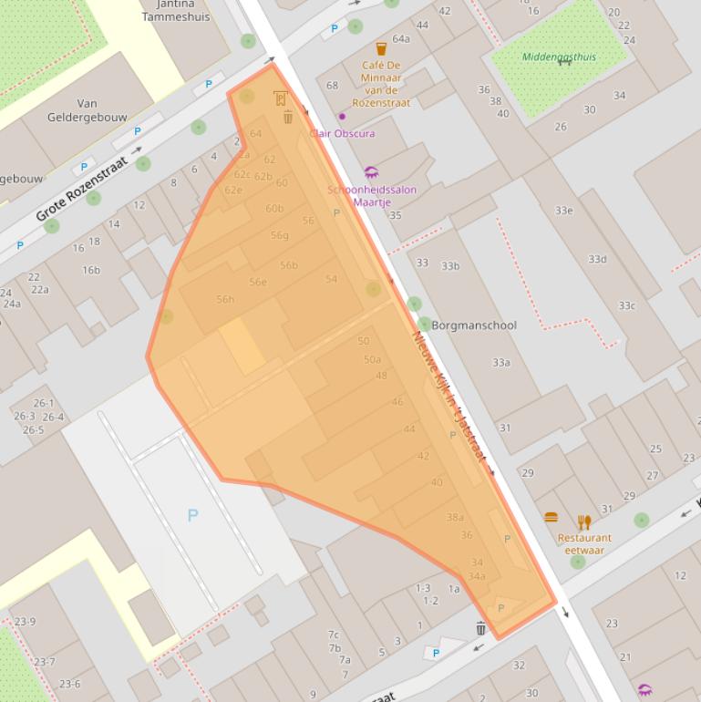 Kaart van postcodegebied 9712SJ.