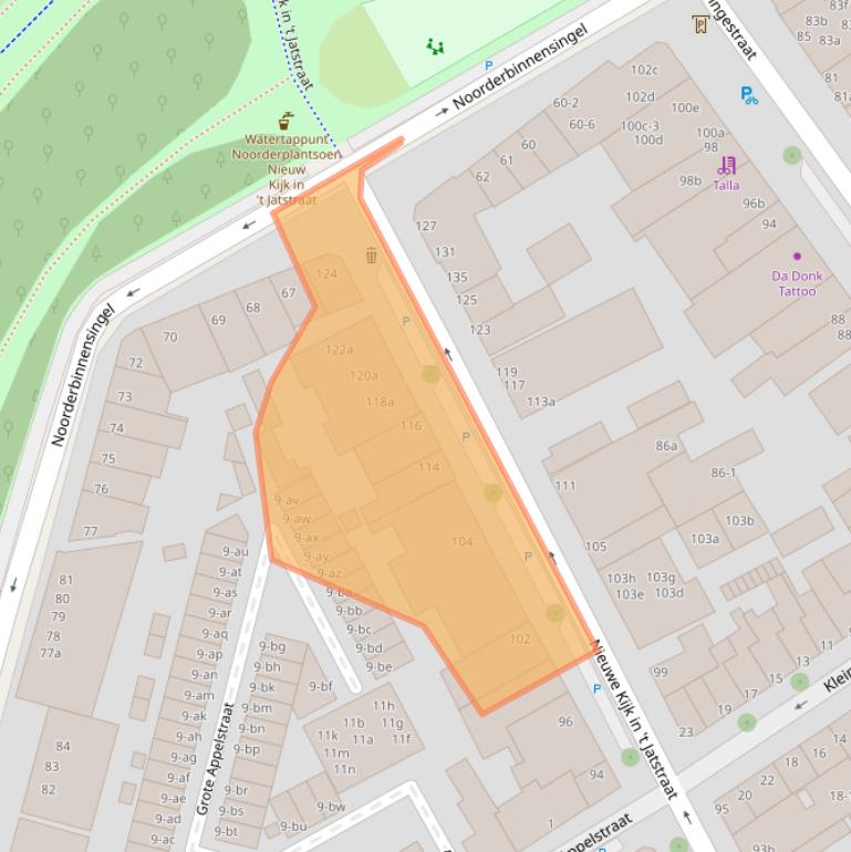 Kaart van postcodegebied 9712SL.