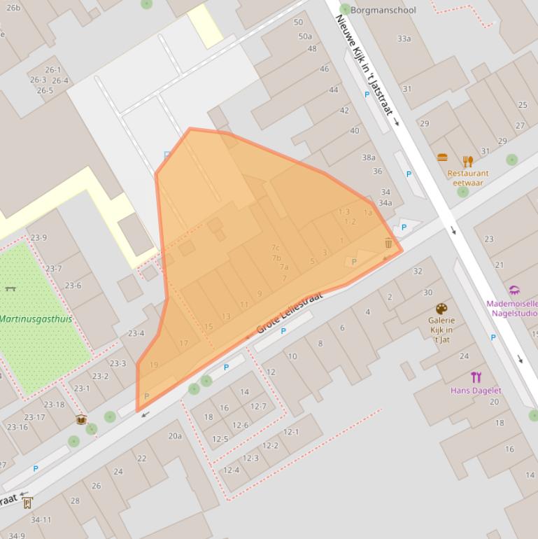 Kaart van postcodegebied 9712SM.