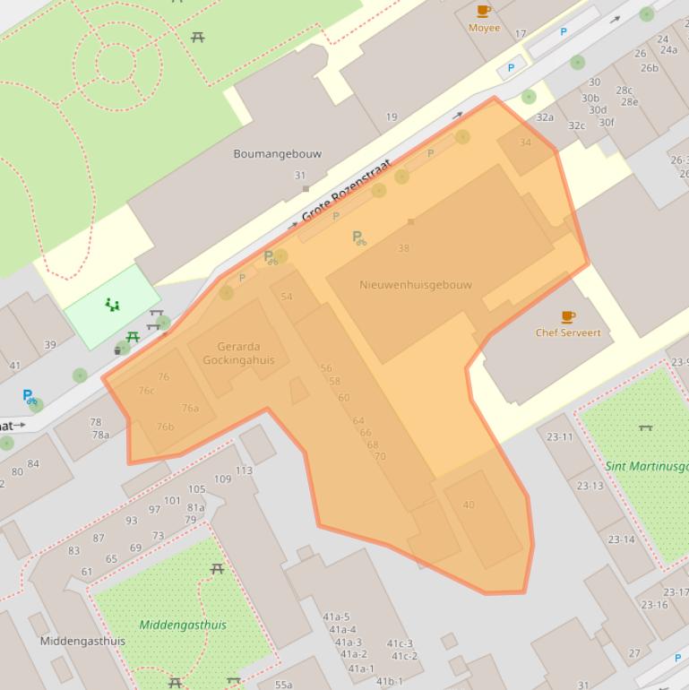 Kaart van postcodegebied 9712TJ.