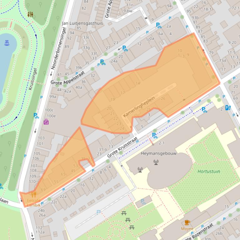 Kaart van postcodegebied 9712TR.