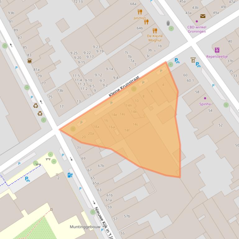 Kaart van postcodegebied 9712TW.