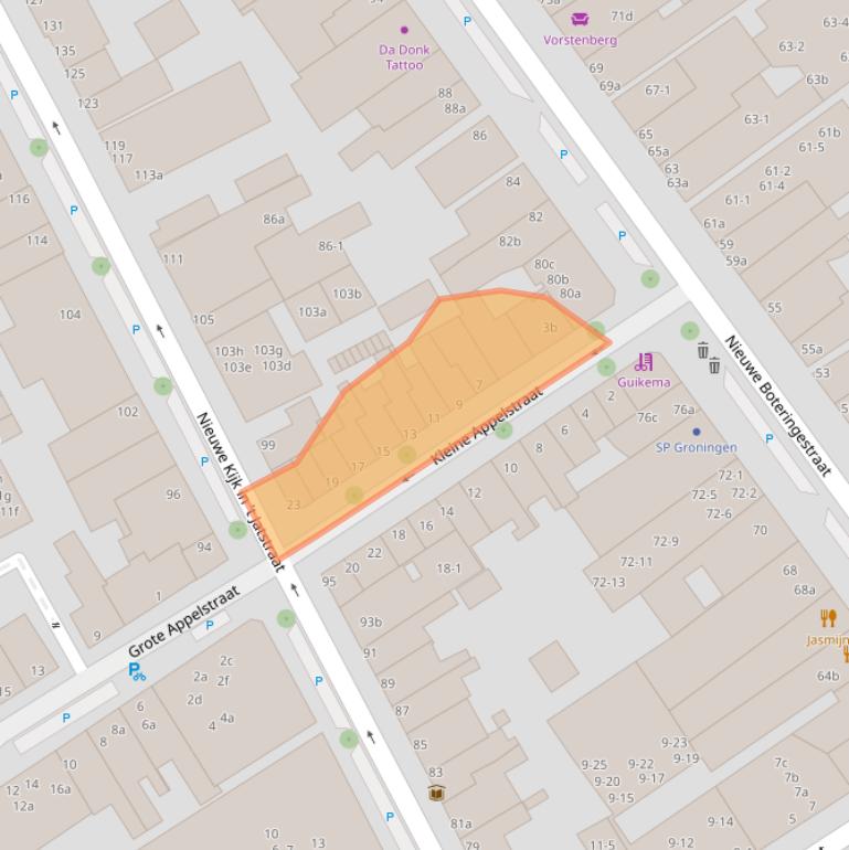 Kaart van postcodegebied 9712TX.