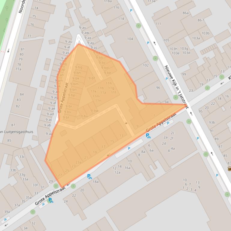 Kaart van postcodegebied 9712VA.