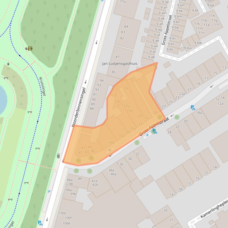 Kaart van postcodegebied 9712VB.