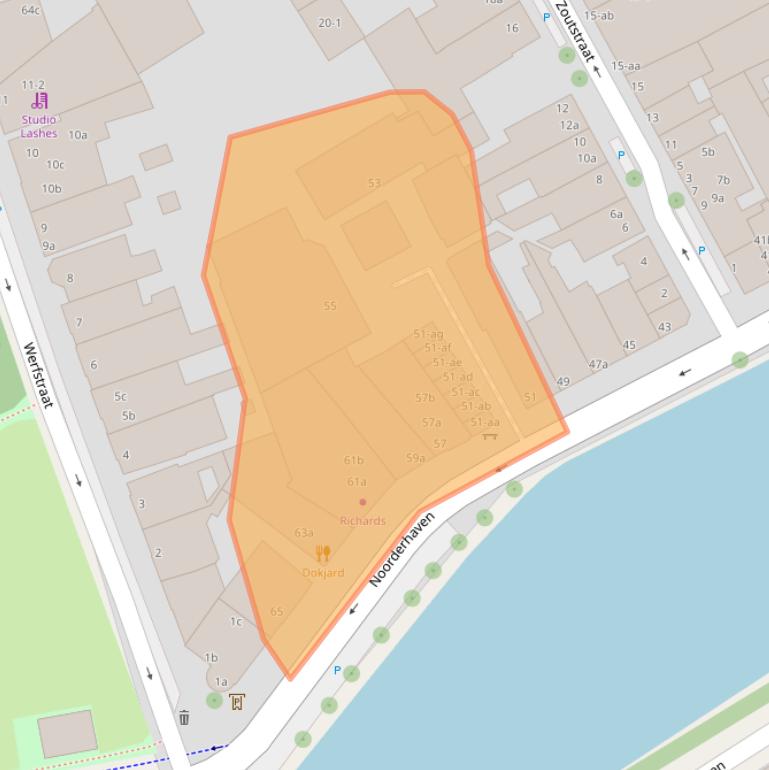 Kaart van postcodegebied 9712VJ.